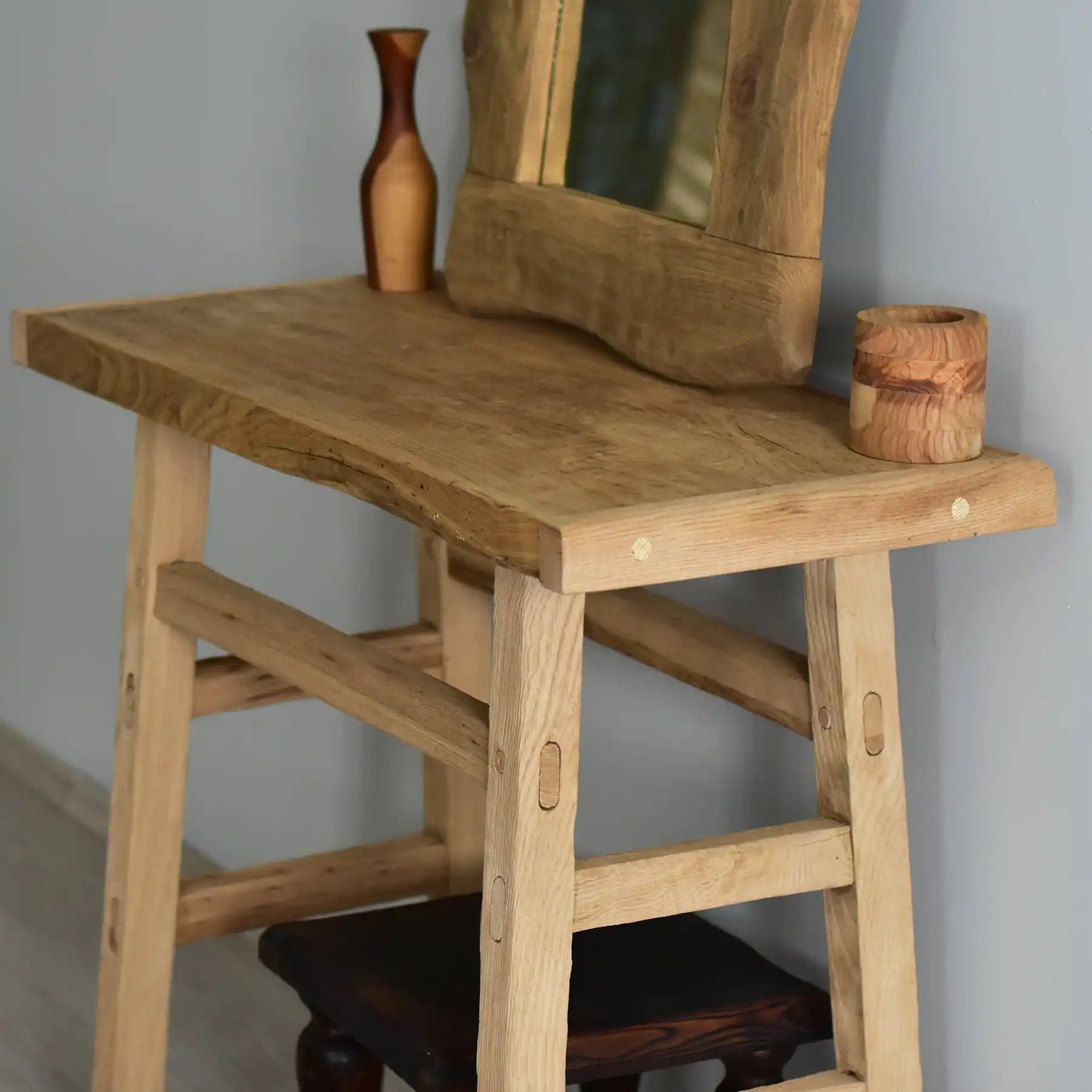 Rustic Entryway Wooden Console Table - Live Edge Wood Dresser