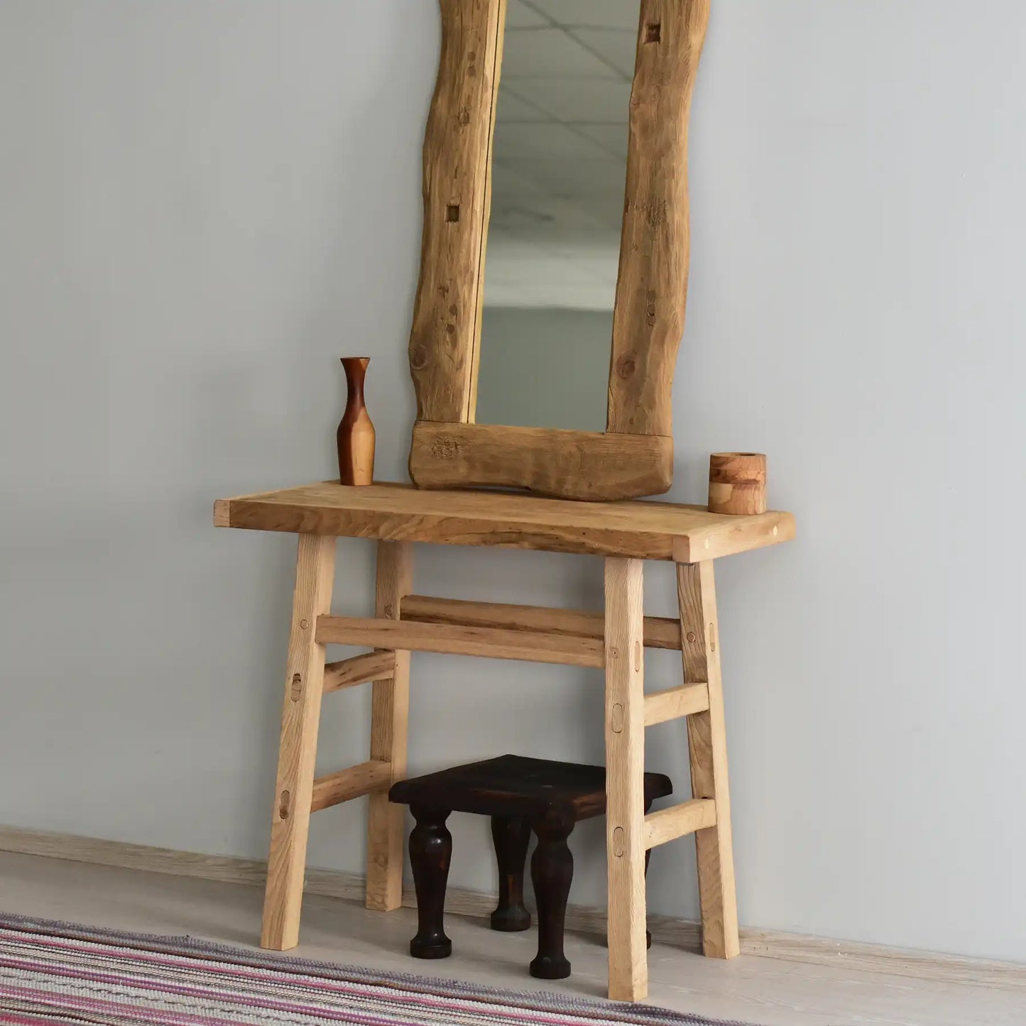 Rustic Entryway Wooden Console Table - Live Edge Wood Dresser