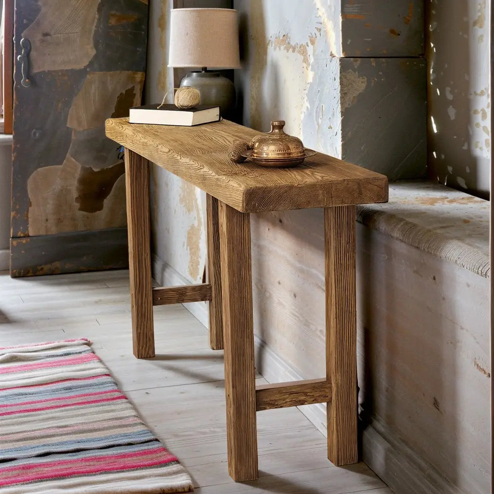 Rustic Entryway Wooden Console Table - Live Edge Wood Dresser