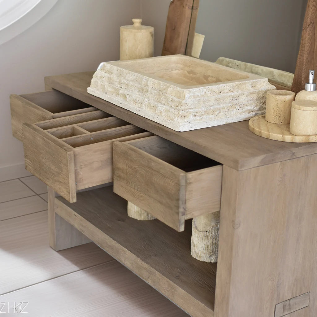 Rustic Bathroom Single or Double Sinks Vanity - Narrow Live Edge Wood