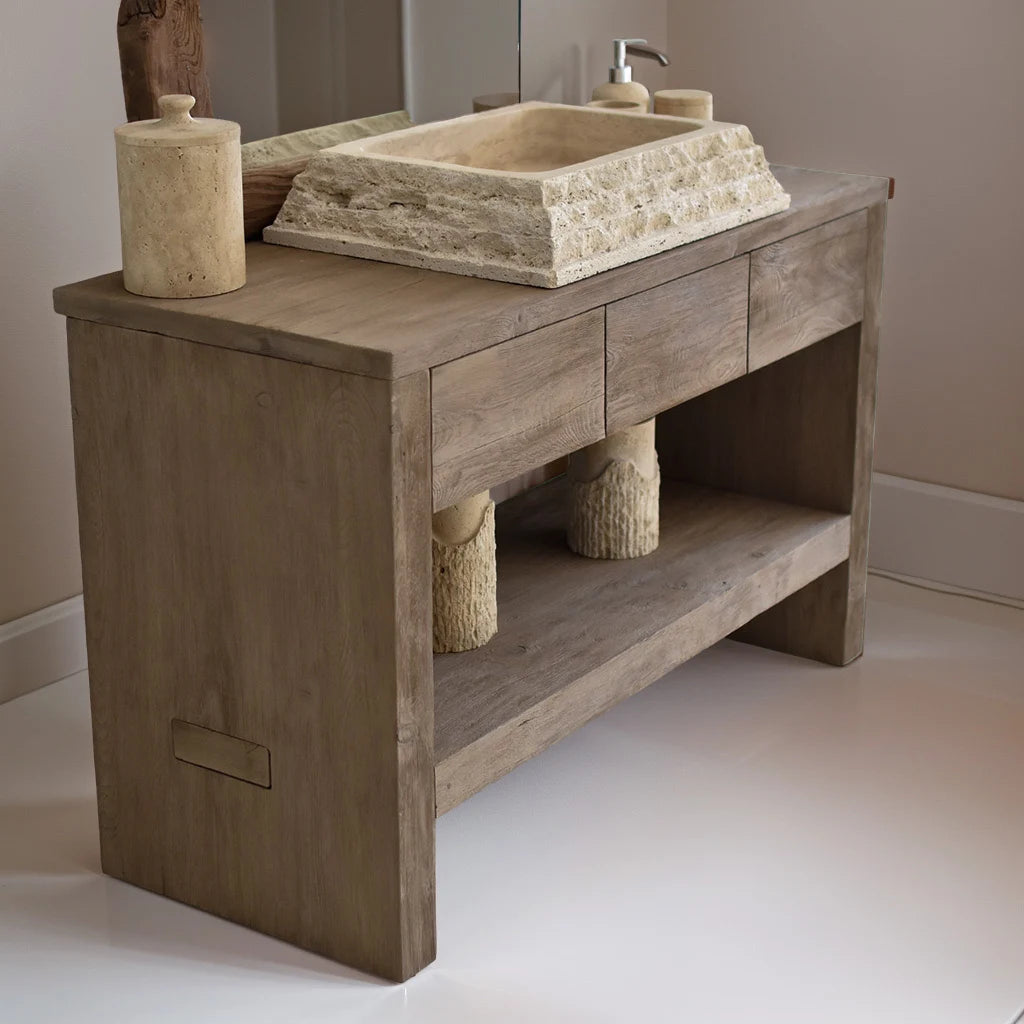 Rustic Bathroom Single or Double Sinks Vanity - Narrow Live Edge Wood