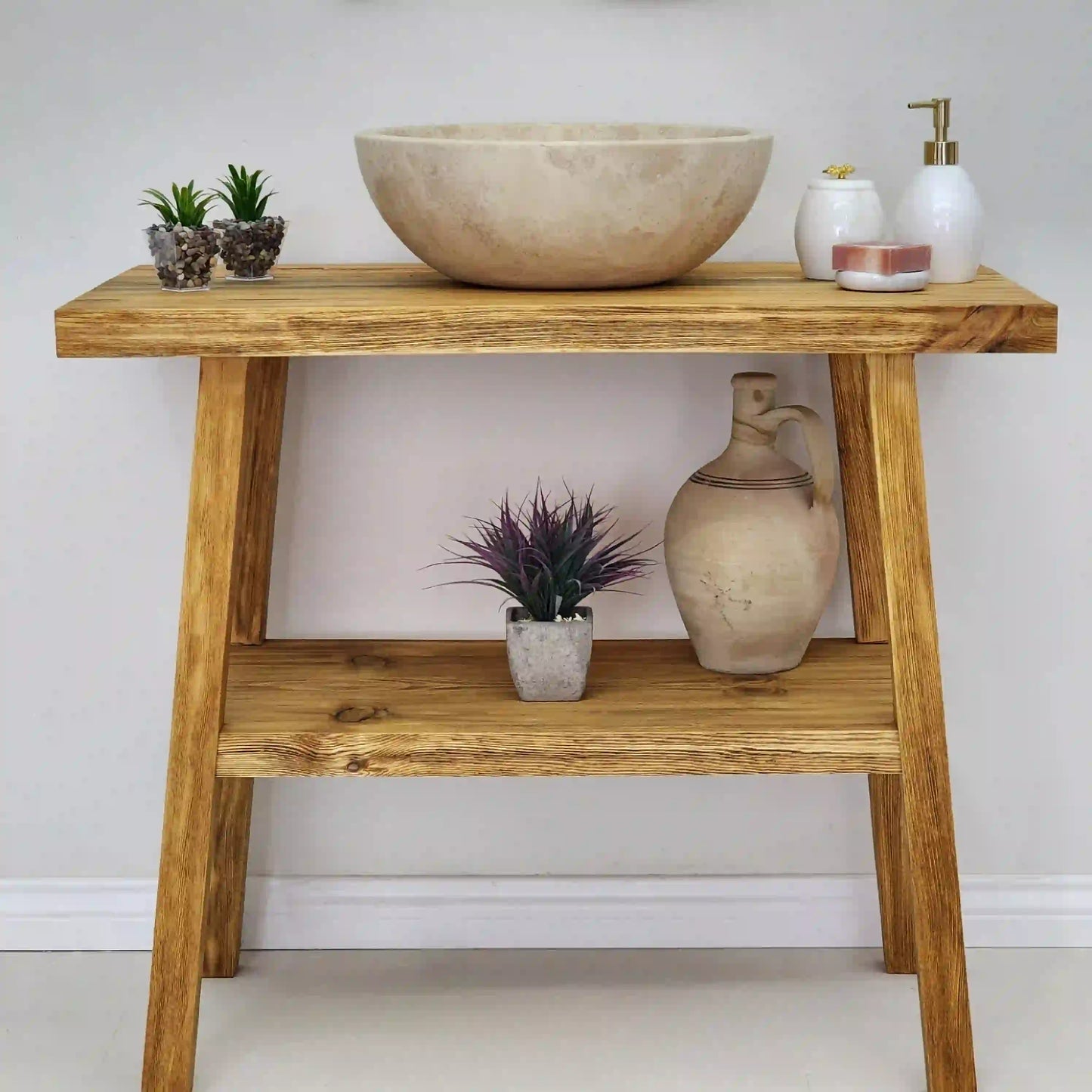 Rustic Bathroom Vanities - Farmhouse Narrow Live Edge Wood