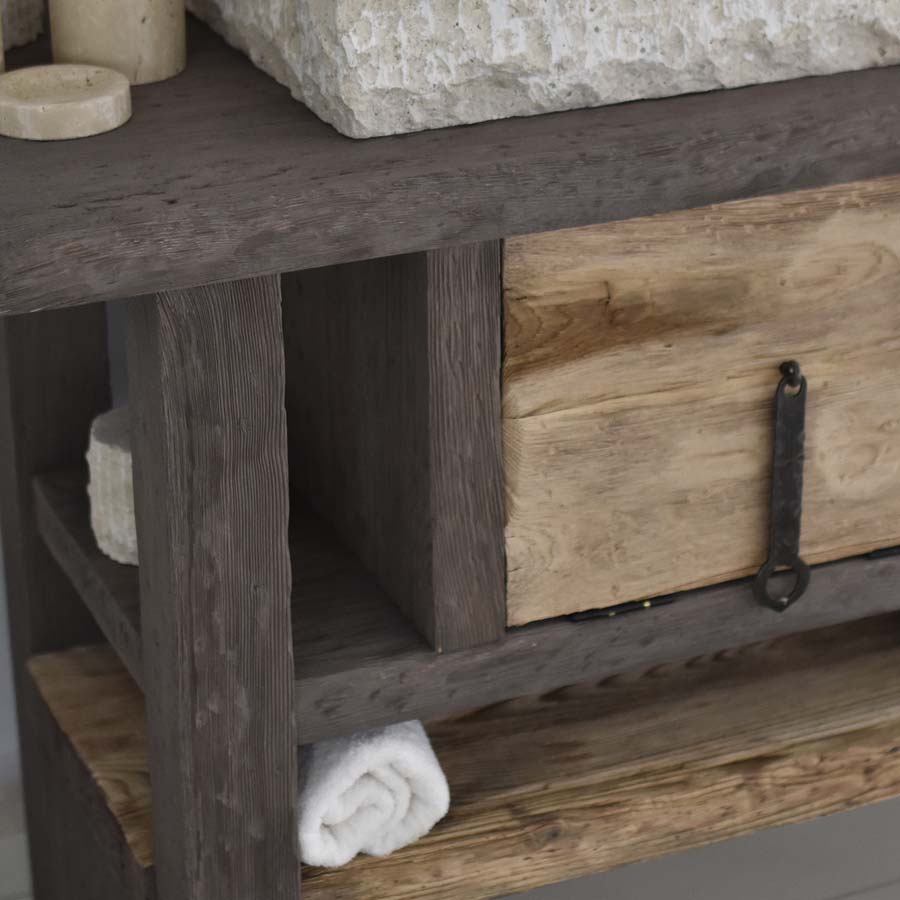 Rustic Bathroom Vanities - Custom Farmhouse Narrow Live Edge Wood