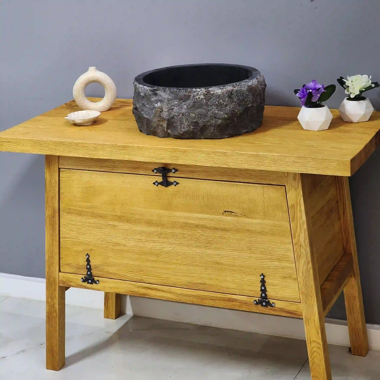 Rustic Bathroom Vanities - Custom Farmhouse Narrow Live Edge Wood
