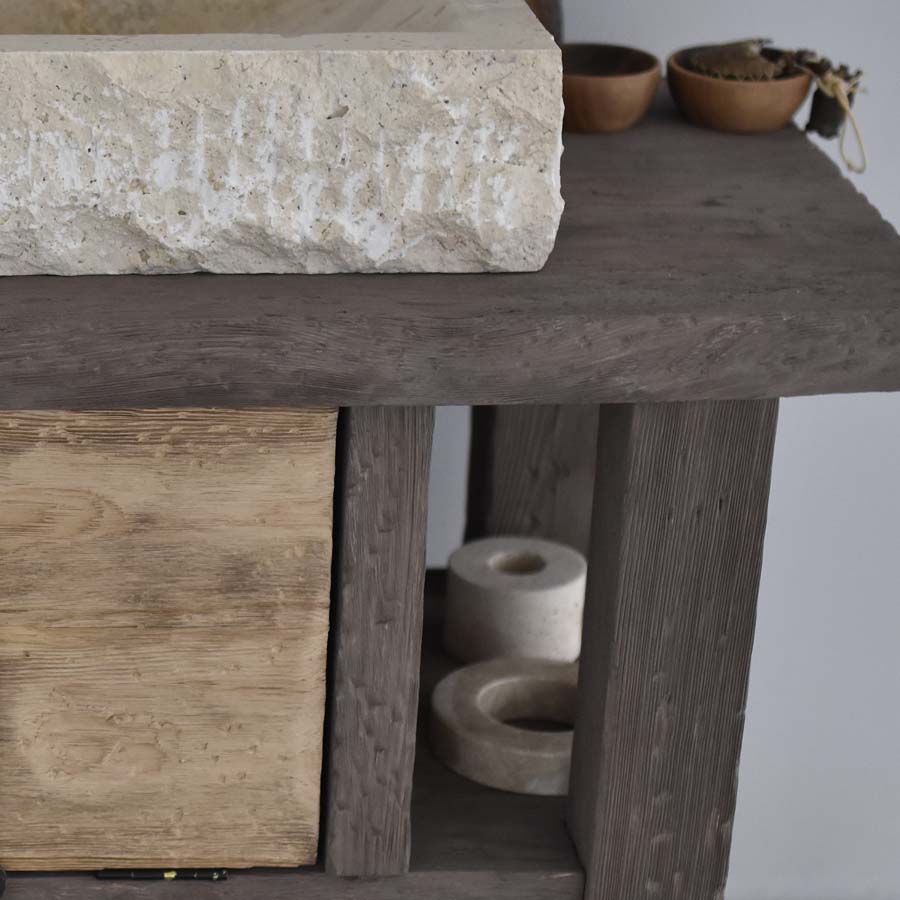 Rustic Bathroom Vanities - Custom Farmhouse Narrow Live Edge Wood