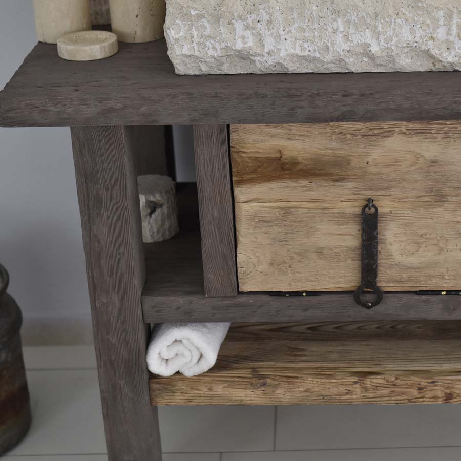 Rustic Bathroom Vanities - Custom Farmhouse Narrow Live Edge Wood