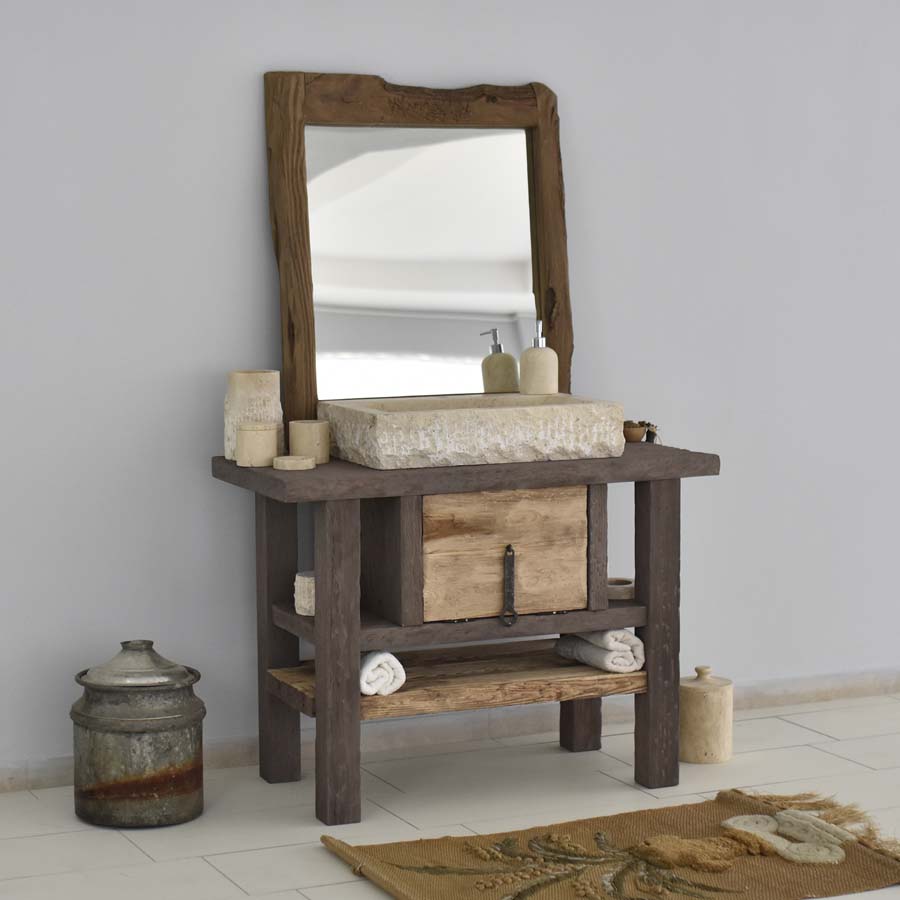 Rustic Bathroom Vanities - Custom Farmhouse Narrow Live Edge Wood