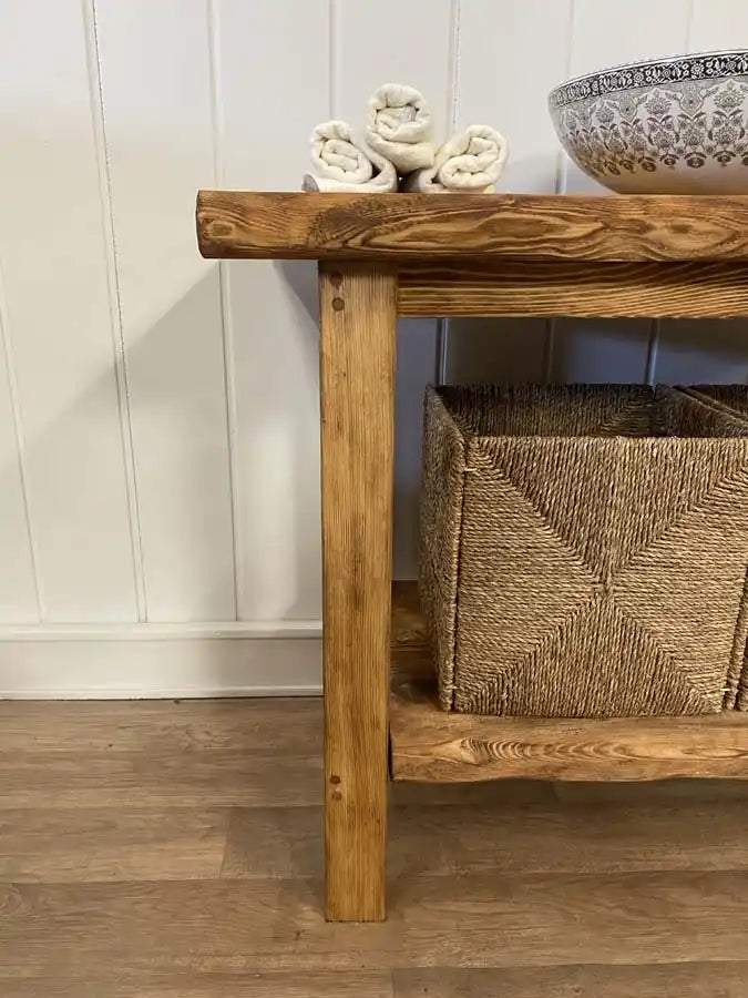 Rustic Bathroom Vanity - Farmhouse Narrow Live Edge Wood Vanities
