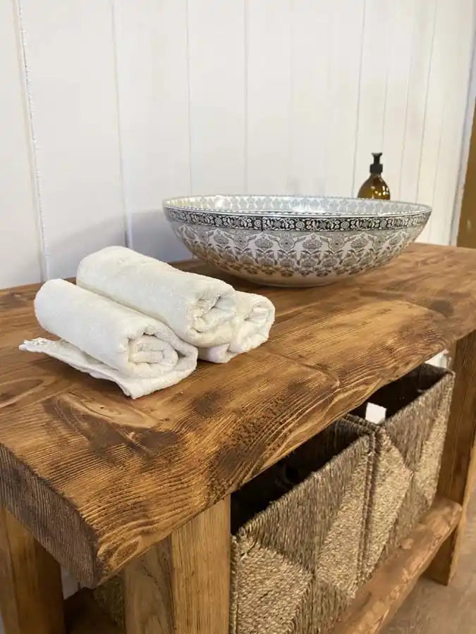 Rustic Bathroom Vanity - Farmhouse Narrow Live Edge Wood Vanities