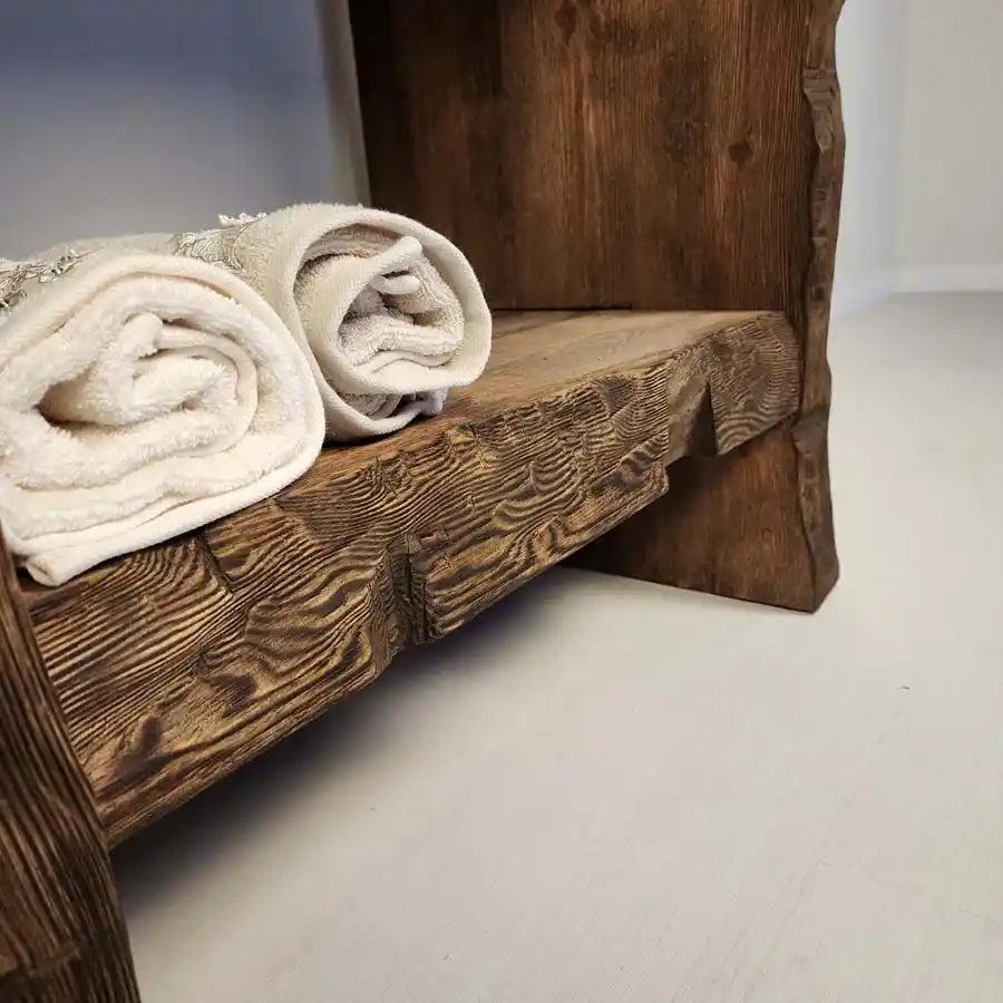 Rustic Bathroom Vanities - Farmhouse Narrow Live Edge Wood Vanity
