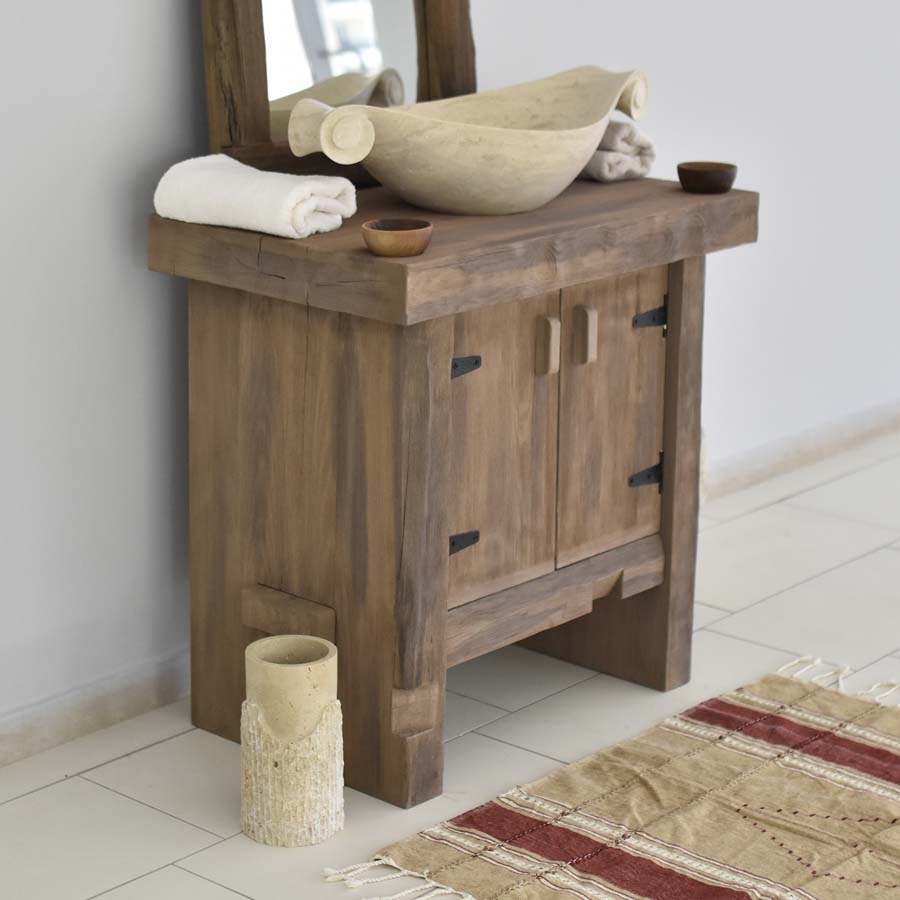 Rustic Bathroom Single or Double Sinks Vanity - Solid Live Edge Wood