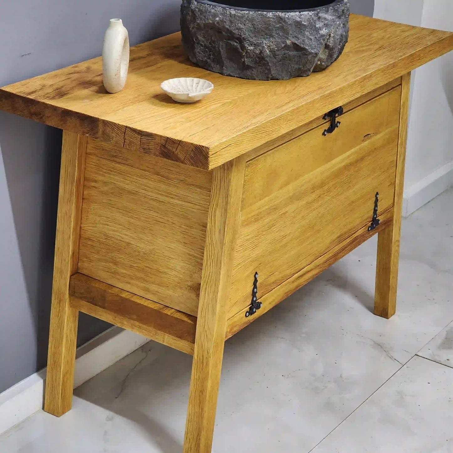 Rustic Bathroom Vanities - Custom Farmhouse Narrow Live Edge Wood