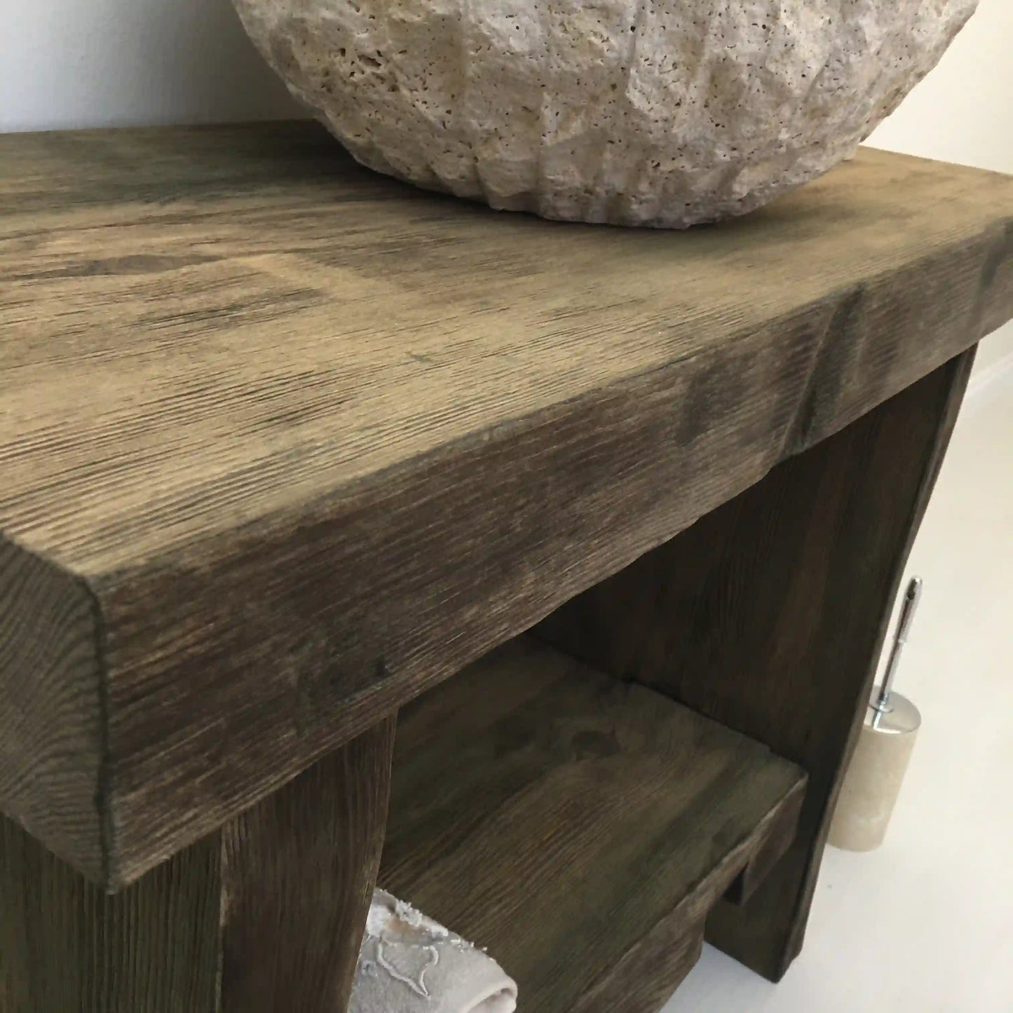 Rustic Bathroom Vanities - Farmhouse Narrow Live Edge Wood Vanity
