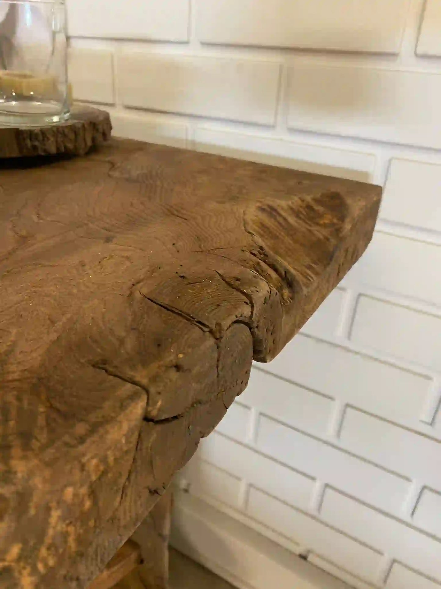 Rustic Bathroom Vanities - Farmhouse Narrow Live Edge Wood Vanity