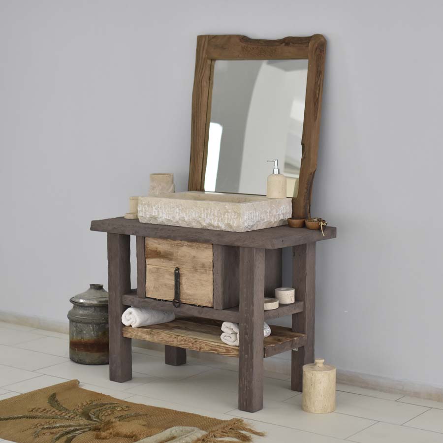 Rustic Bathroom Vanities - Custom Farmhouse Narrow Live Edge Wood