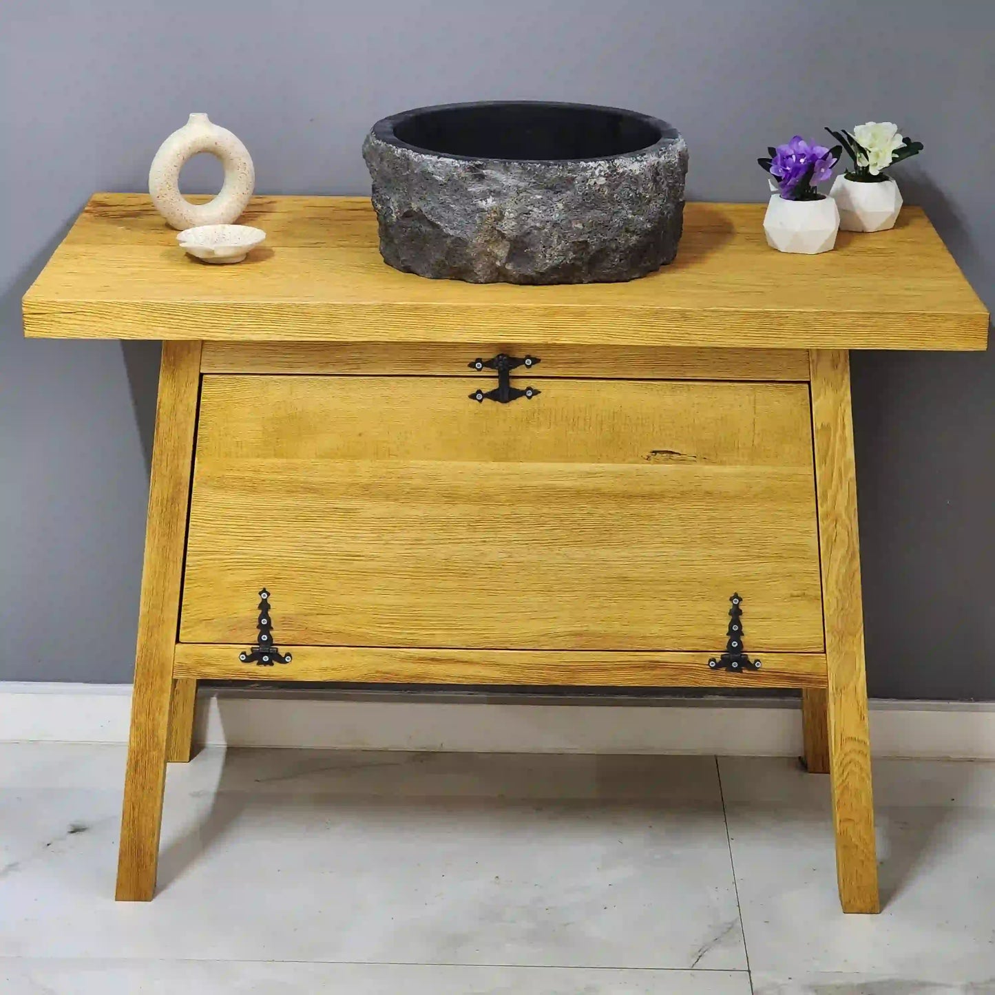 Rustic Bathroom Vanities - Custom Farmhouse Narrow Live Edge Wood