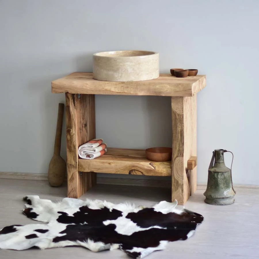 Rustic Bathroom Vanity - Farmhouse Narrow Live Edge Wood Vanities