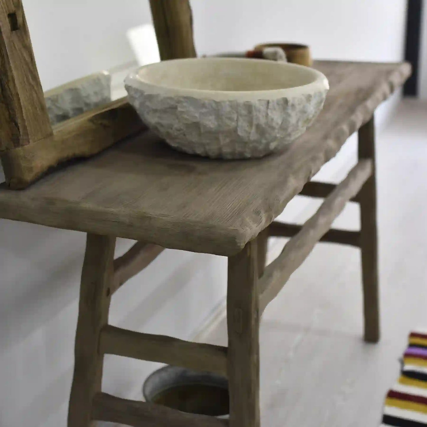 Rustic Bathroom Vanity Sink - Farmhouse Narrow Live Edge Wood