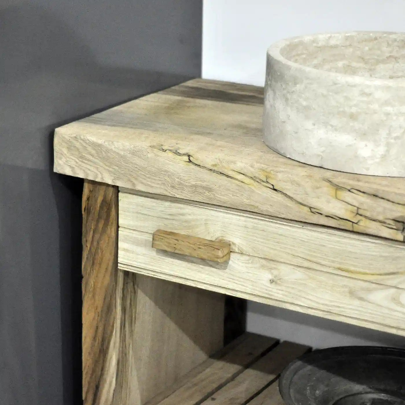 Rustic Bathroom Single or Double Sinks Vanity - Narrow Live Edge Wood