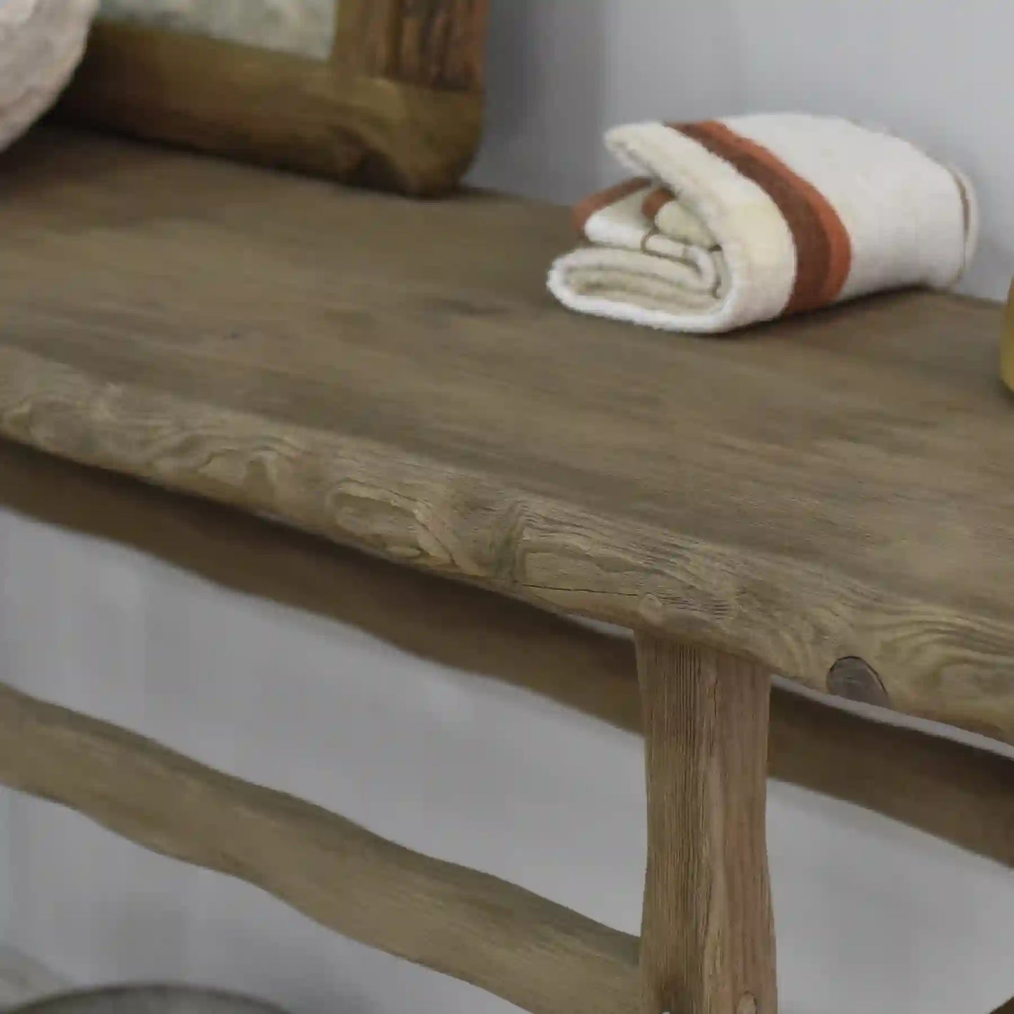 Rustic Bathroom Vanity Sink - Farmhouse Narrow Live Edge Wood