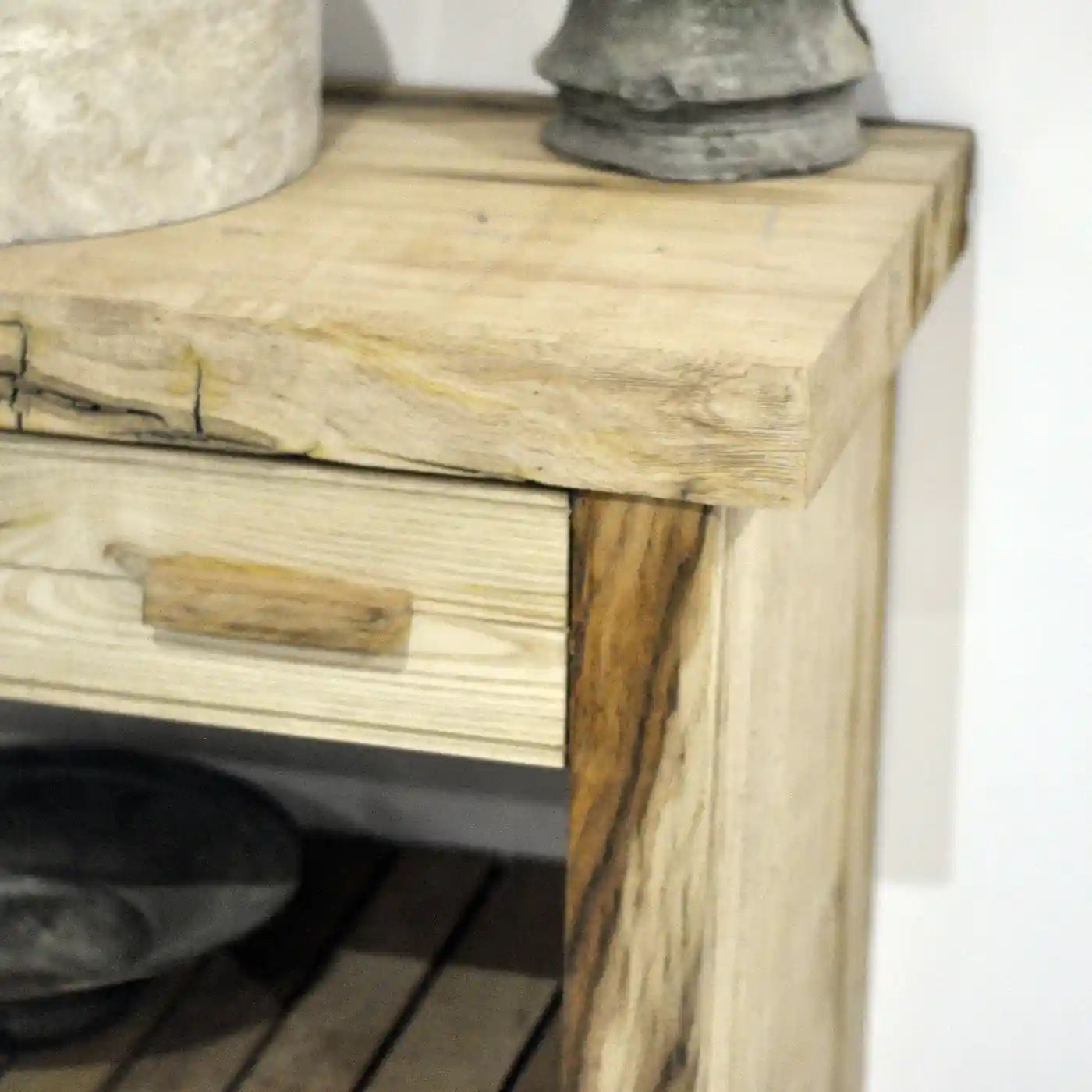 Rustic Bathroom Single or Double Sinks Vanity - Narrow Live Edge Wood