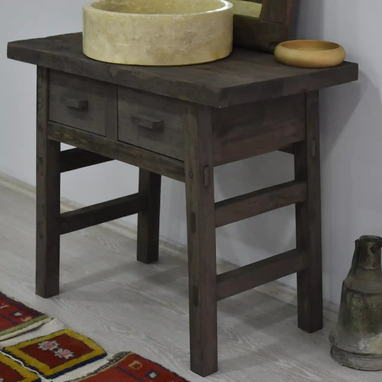 Rustic Bathroom Vanity Sink - Custom Farmhouse Narrow Live Edge Wood