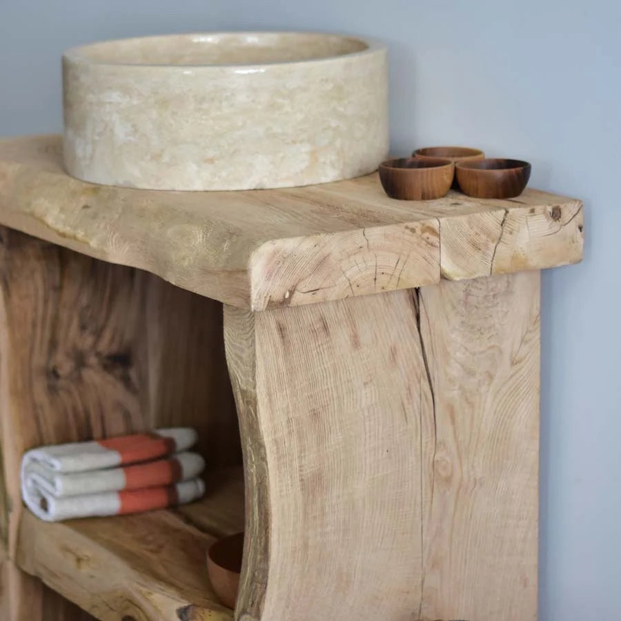 Rustic Bathroom Vanity - Farmhouse Narrow Live Edge Wood Vanities