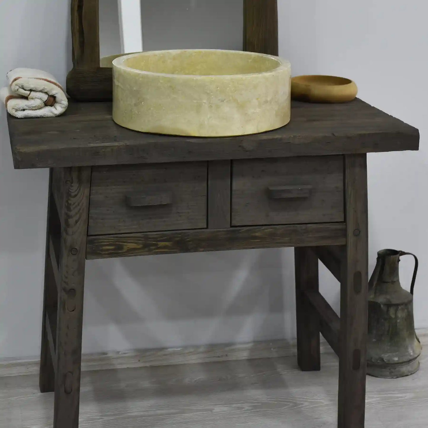 Rustic Bathroom Vanity Sink - Custom Farmhouse Narrow Live Edge Wood