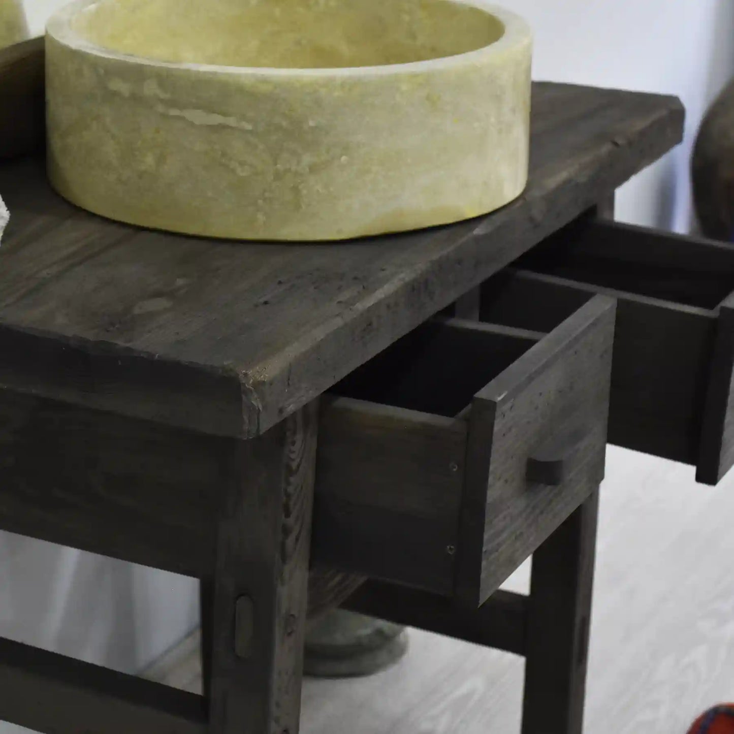 Rustic Bathroom Vanity Sink - Custom Farmhouse Narrow Live Edge Wood