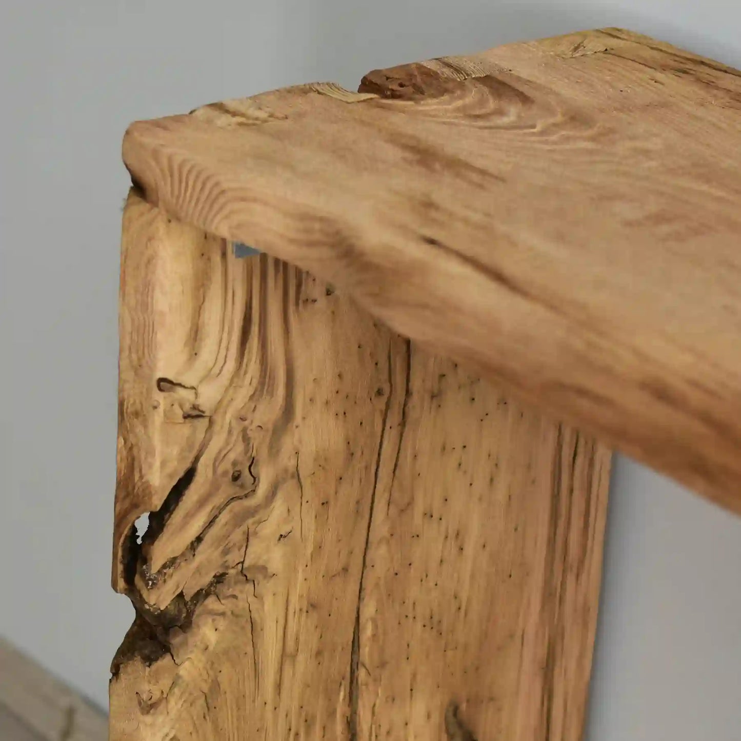 Rustic Entryway Wooden Console Table - Live Edge Chestnut Wood