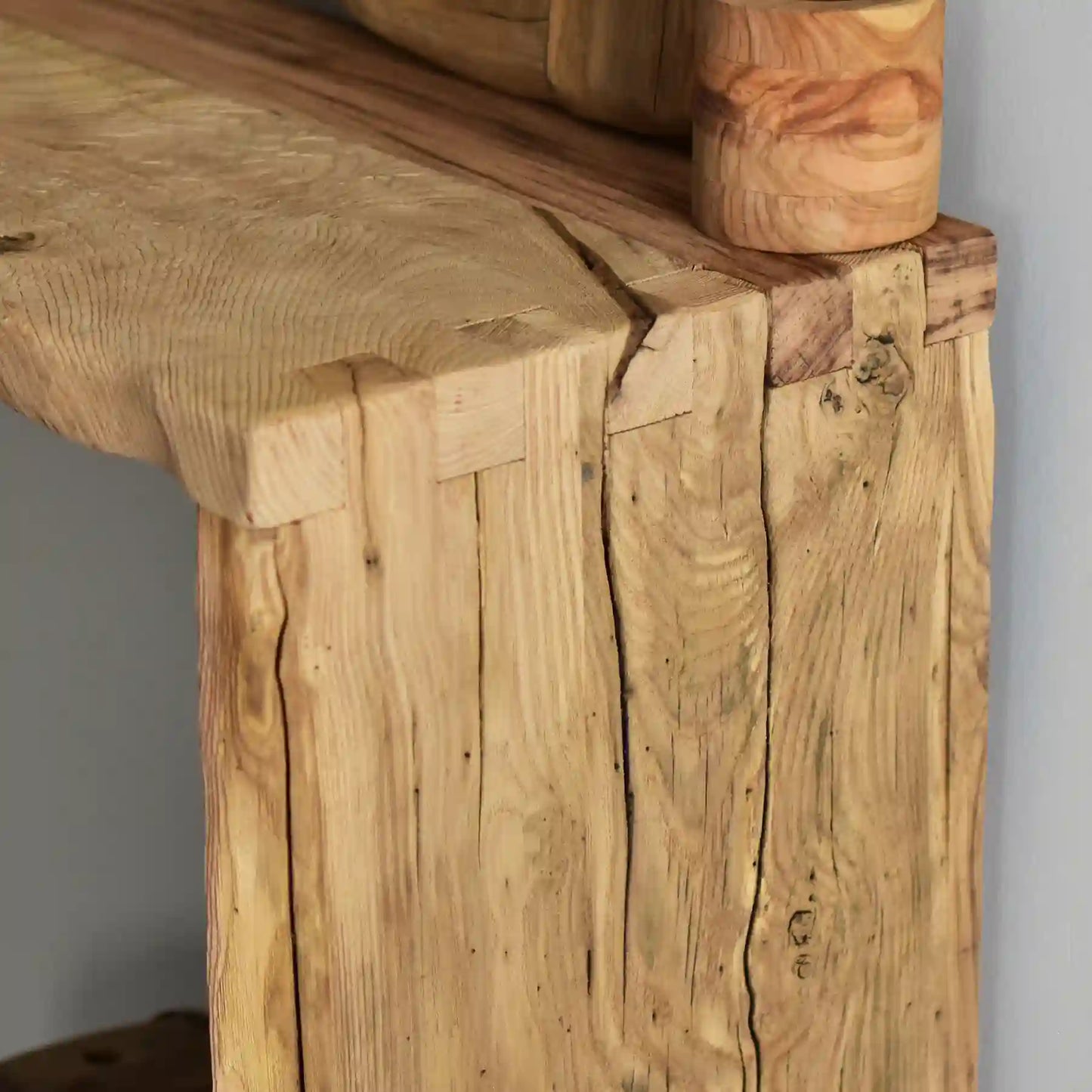 Rustic Entryway Wooden Console Table - Live Edge Chestnut Wood
