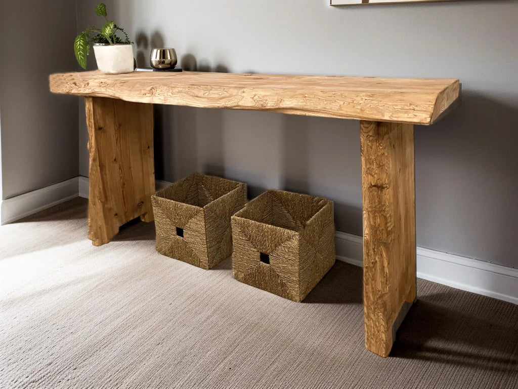 Rustikale Badezimmerwaschtische - Schmaler Bauernhausstil, Live Edge Wood 