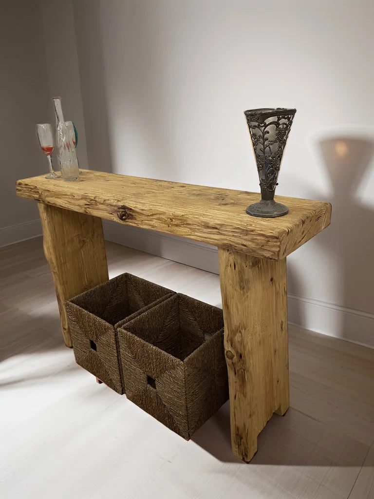 Rustikale Badezimmerwaschtische - Schmaler Bauernhausstil, Live Edge Wood 