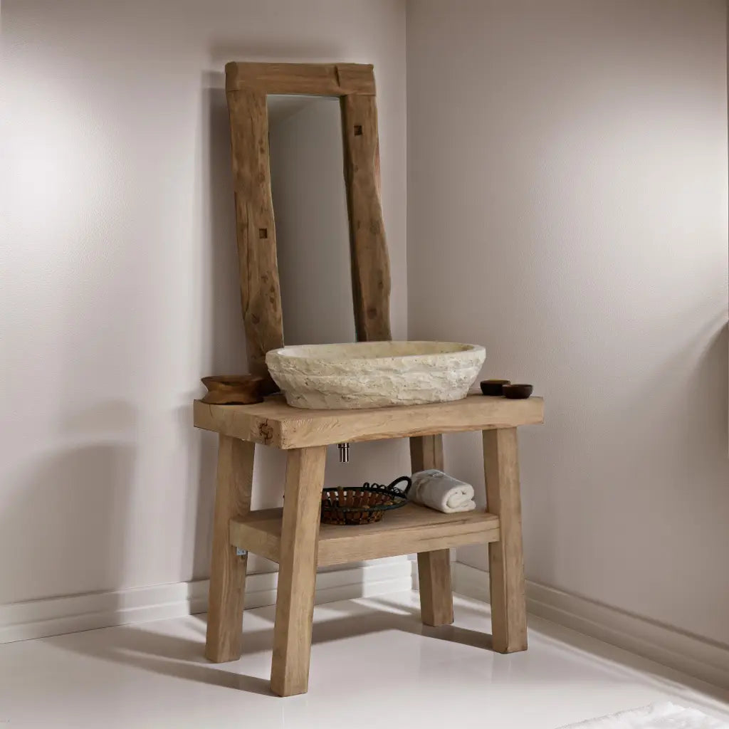 Rustic Bathroom Vanities - Handcrafted Narrow Live Edge Wood Vanity
