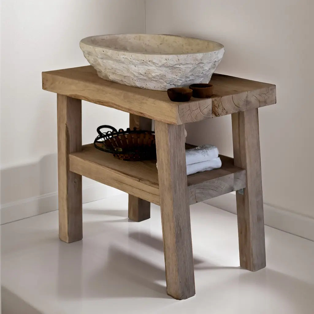 Rustic Bathroom Vanities - Handcrafted Narrow Live Edge Wood Vanity