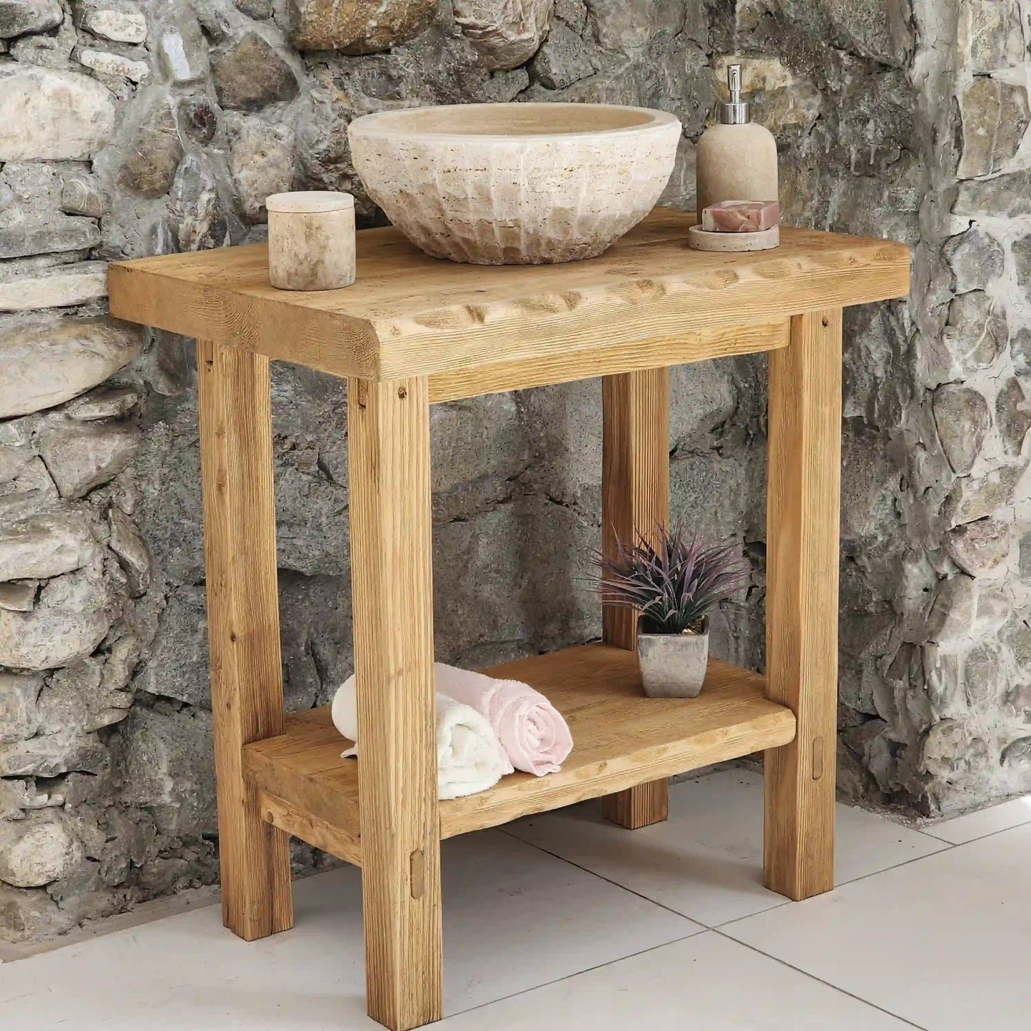 Rustic Bathroom Vanity Sink - Custom Farmhouse Narrow Live Edge Wood