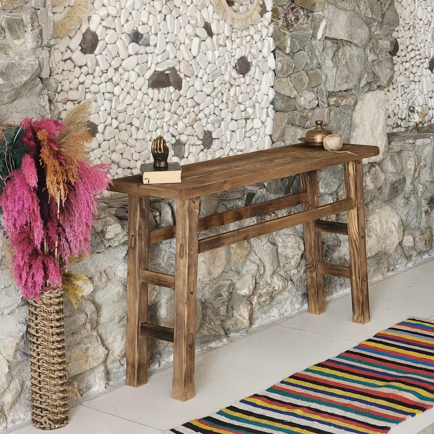 Rustikale Badezimmerwaschtische - Schmaler Bauernhausstil, Live Edge Wood 