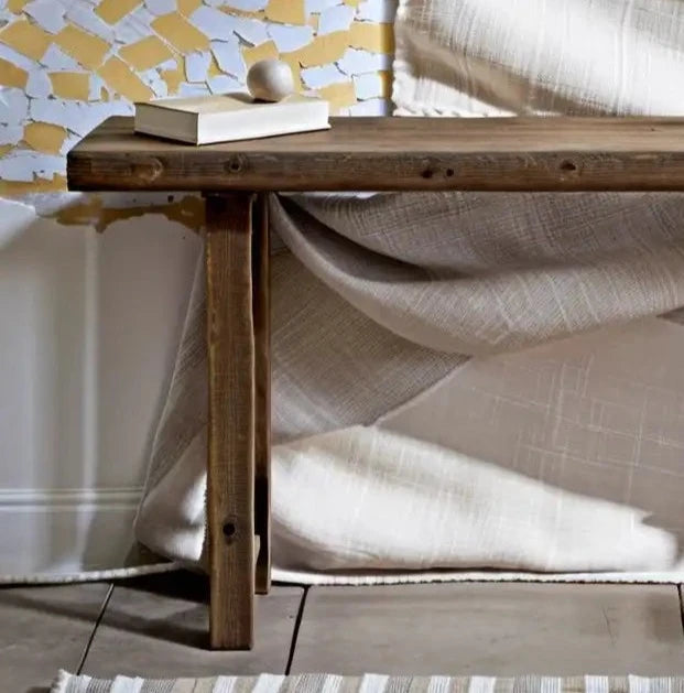 Rustic Entryway Wooden Console Table - Live Edge Wood Bench