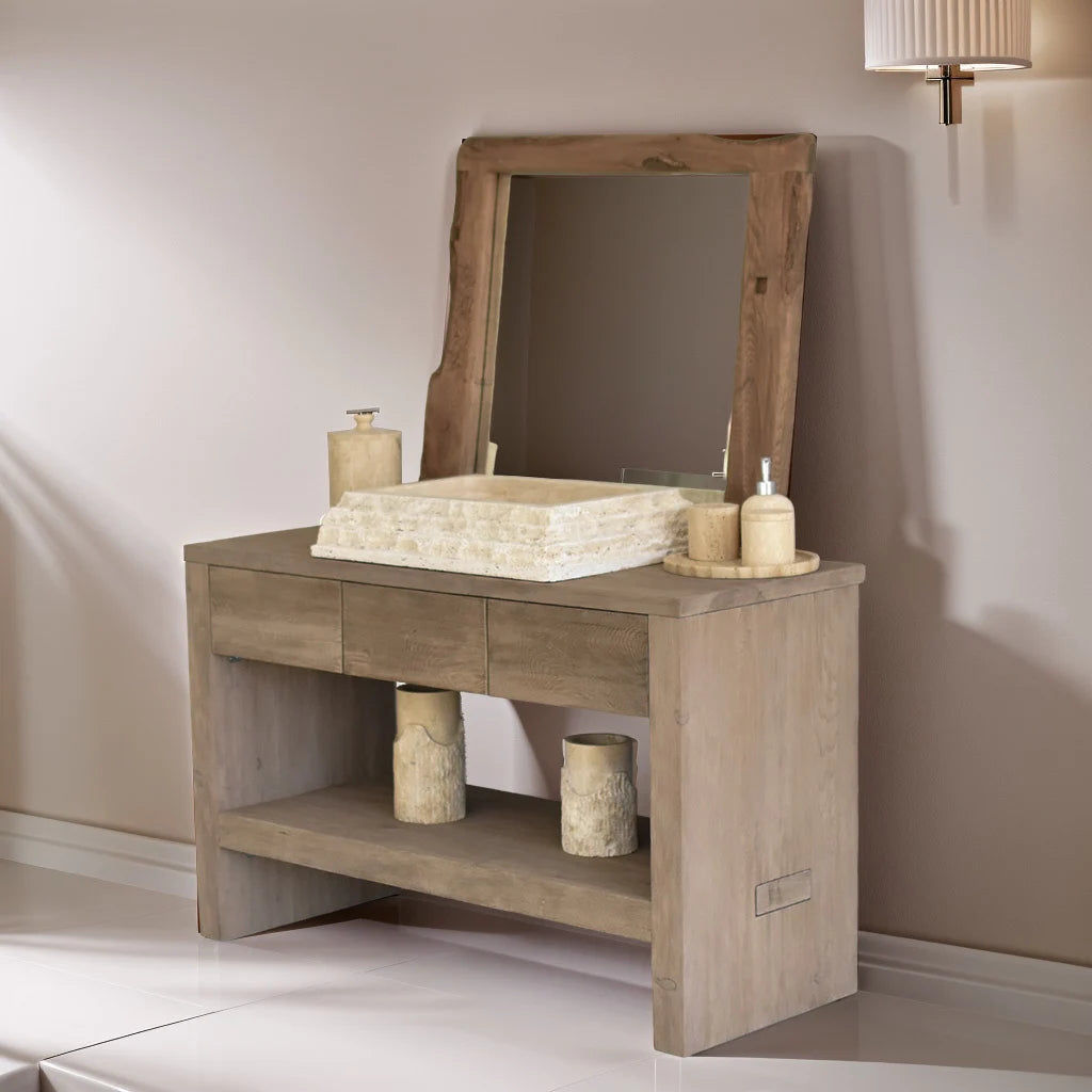 Rustic Bathroom Vanity Sink - Custom Farmhouse Narrow Live Edge Wood